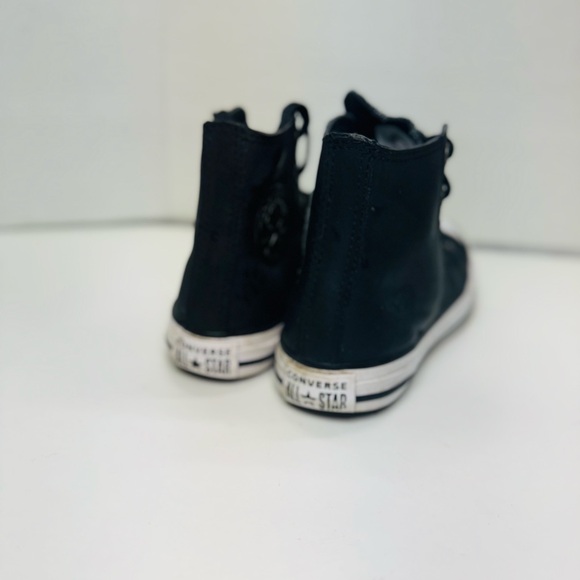 Converse Girl's CTAS Black/Wh Graphite Glitter Leather Hi Top Sneakers-Sz 1 - Picture 5 of 7